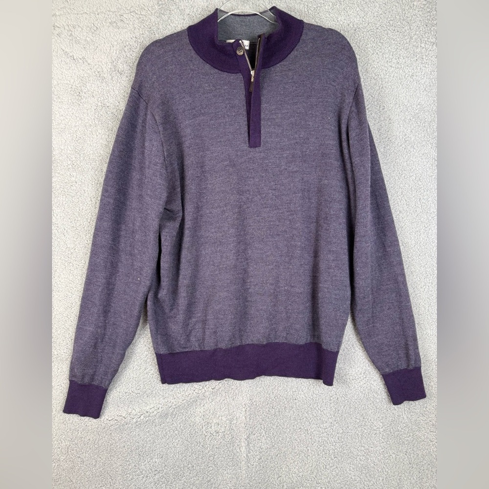 Peter millar extra fine merino wool 1/4 zip sweater purple men’s XL preowned